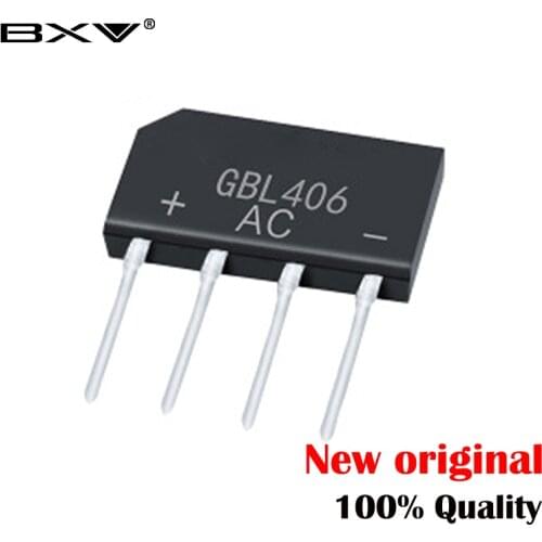 10PCS GBL406 4A 600V in-line rectifier bridge stack flat bridge foot current high withstand voltage