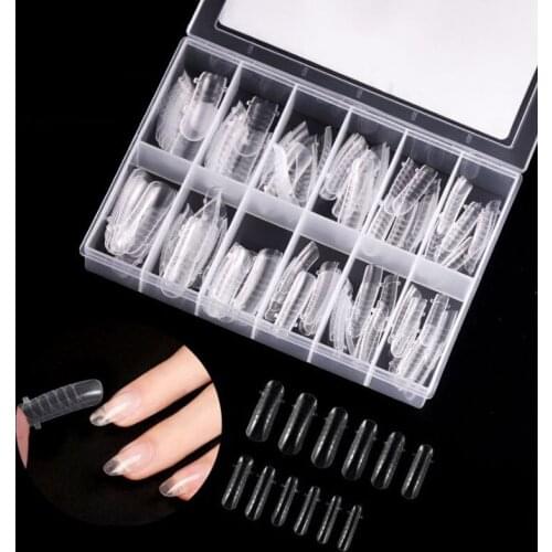 120pc/Box Fake nails Reusable Nail Extention Model Transparent Quick Lengthen Nail Mold for Manicure