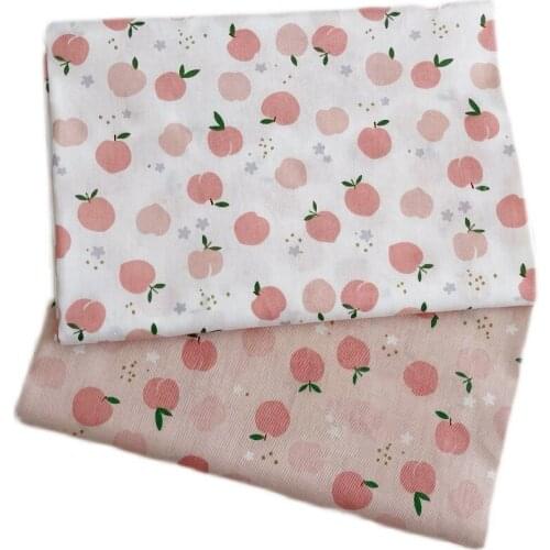 160x50cm Pink Peach Cotton Twill Printed Sewing Fabric, Making Bedding Handmade Clothing Curtain Cloth