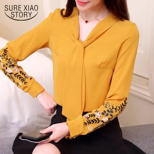 2021 spring new embroidered shirts women clothing long sleeve fashion blouses floral office lady blouses women tops D559 30