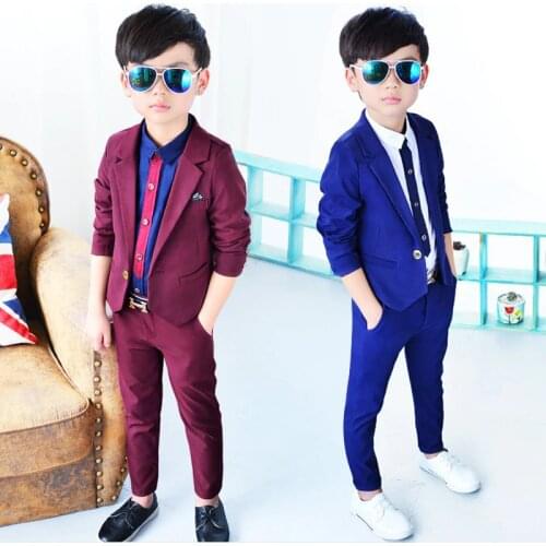 2021 Spring Boy Formal Clothes Gentleman Children Wedding Suits Dress Birthday Outfits Blazer Pants Kids School Costume Sets