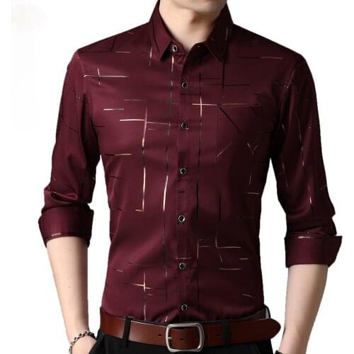 2021 Long Sleeve Men Social Shirt Summer Streetwear Casual Pocket Line Shirts Dress Mens Slim Regular Fit Clothes Fashions