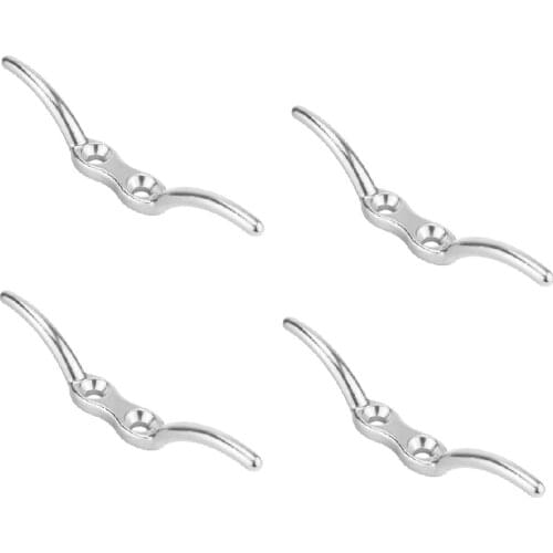 4PCS 4'' FLAGPOLE ROPE CLEAT HOOK BOAT HARDWARE - STAINLESS STEEL