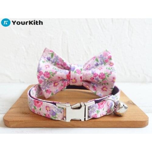 YourKith Accessories For Cats Collar With Bell And Bow Tie Goods For Cats Breakaway Cat Collar Flower Dogs Accessoires