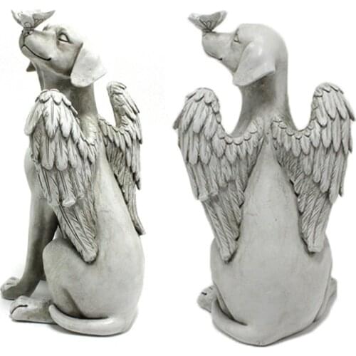 Angel Pet Dog Statue Memorial Grave Marker Keepsake Antique Stone Resin Garden Ornament wholesales