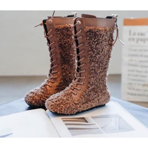 Girls Boots 2020 Autumn Winter Mid-Calf Girls Boots Suede Rubber Soft Non-slip Platform Boots Shoes For Girl Kids Size 26-36