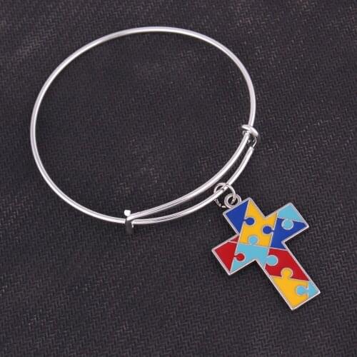 Bracelets & Bangles Zinc alloy Enamel Autism Awareness Puzzle Piece Autistic adjustable charm bracelet