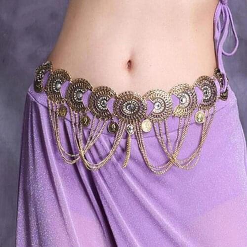 Gypsy Metal Hippie Boho Flower Turkish Bohemian Bronze Inlay Dress Belt Belly Dance Waist Chain Coins Sexy Body Indian Jewelry