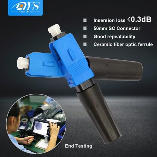 FTTH SC UPC Fiber Optic Quick Connector 55mm SM Fiber Optic Fast Connector SC Field Assembly
