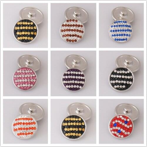 Hot Round stripe pattern 18MM Rhinestone&clay manual snap buttons Shambala snap buttons fit DIY 18mm snap jewelry wholesale