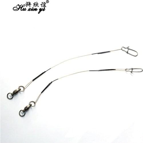 HXY PCS6 SIZE(95mm 180mm) Micro Leader With Ball Bearing Swivel And Nice Snap Stainless Steel Wire Spinner Fishing Leader Line