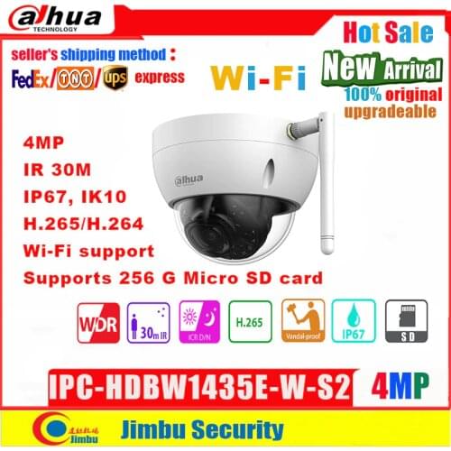 Dahua wifi Camera 4MP IP Camera IPC-HDBW1435E-W H.265 IR30M IP67 4MP Wi-Fi Network Camera Micro SD card slot