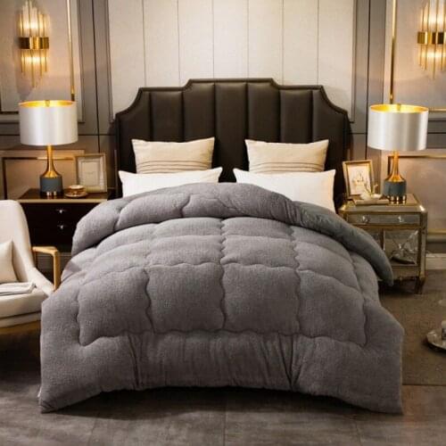 Lamb Cashmere Velvet Fabric Warm Winter Wool Quilt Thicken Comforter Duvet Blanket King Queen Size Double Cashmere 1 Pcs