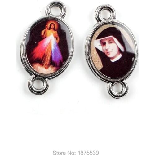 Catholic Connector 18*10 mm 2 Holes Picture Jesus Mercy Image St Faustina Love and Mercy