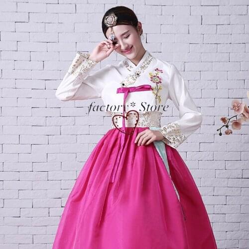 Korean Dress Costume Embroidery Korean Traditional Ms. Hanbok Court Married North Korea Performance Stage Dance Costumes