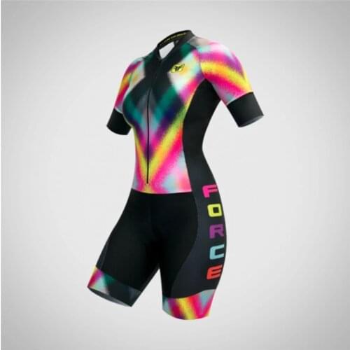Free Force Triathlon Short Sleeve Skinsuit Woman Bike Road Sport Clothes Running Suit Ski Suit Swimsuit Jumpsuits Ropa Ciclismo