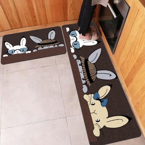 Cartoon Cute Three Little Rabbits Kitchen Mat Combination Entry Mat Bedroom Long Bedside Blanket Custom