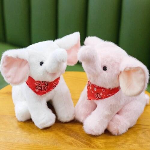 Cute Elephant Plush Toy High Quality Lifelike Pink Elephant Plushie Doll Baby Girl Gift Red Scarf Decor Elephants Baby Toy
