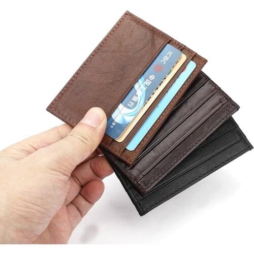 Men Credit Card Holder Genuine Leather Mini ID Card Case Small Coin Purse for Women Slim Money Wallet Cardholder Pasjeshouder