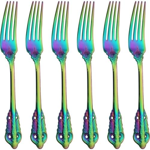 Dinnerware Rainbow Fork Court Style Tableware Cutlery Set Stainless Steel Cutlery Set Sliverware Suitable for Kitchen Outdoor