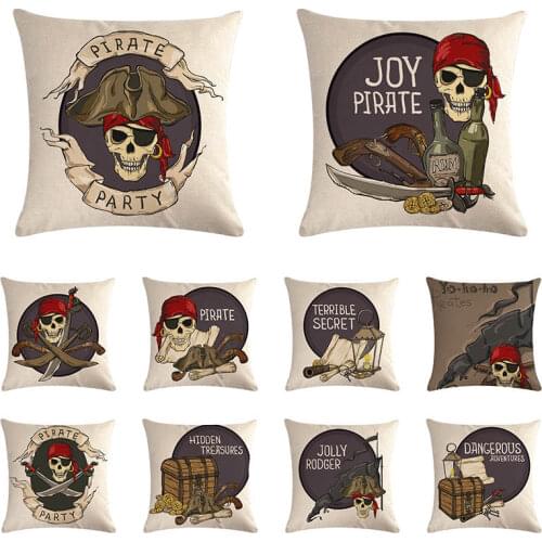 National Flag Pirate Skull Creative DIY Custom Made Throw Pillow Case Linen Cotton Pillowcase Decor 45x45cm Home Decor ZY1215