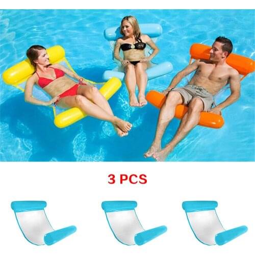 3 PCS Summer Inflatable Foldable Floating Row Swimming Pool Water Hammock Sea Swimming Ring Pool Party Toy Lounge Bed For