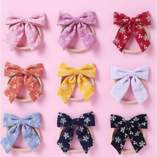 36pc/lot Flower Nylon Headband 2021 New Floral Bow with Clips For Newborn Girl Kids Nylon Headband Haipins Baby Hair Accessories