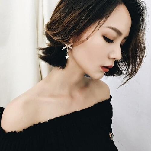 Retro Punk 2020 New Fashion Earrings Cute Sweet Bow Bracelet Transparent Pearl Earrings Lady Wholesale Earrings
