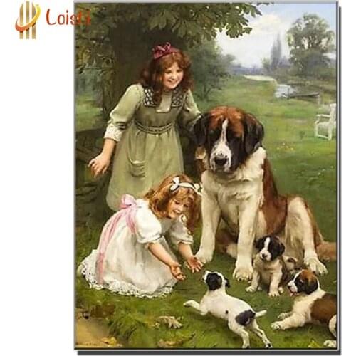 New hot sale Saint Bernard diamond embroidery painting dog square diamond embroidery animal cross stitch girl home decor gift