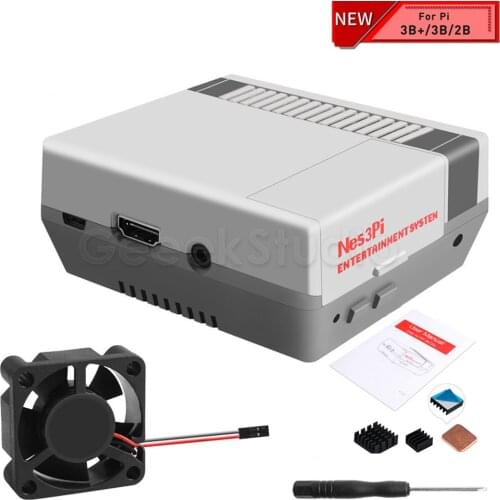 New Nes3Pi NES Style Case Kit ABS Functional Cooling Fan Heatsinks Screwdrivers for Raspberry Pi 3B+/3B/2B