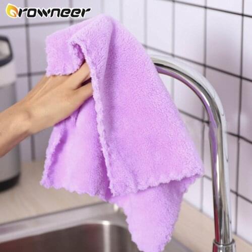 Microfiber Cleaning Cloth Absorbent Thicker Scouring Pad Kitchen Non-stick Wiping Rag Coral Velvet Oil Dish Dual-use Wash Towel