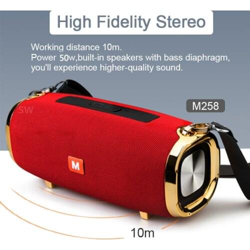 50W wireless bluetooth speaker outdoor portable subwoofer 3D stereo speaker 4000mAh music center, battery 48 hours FM/AUX/TF