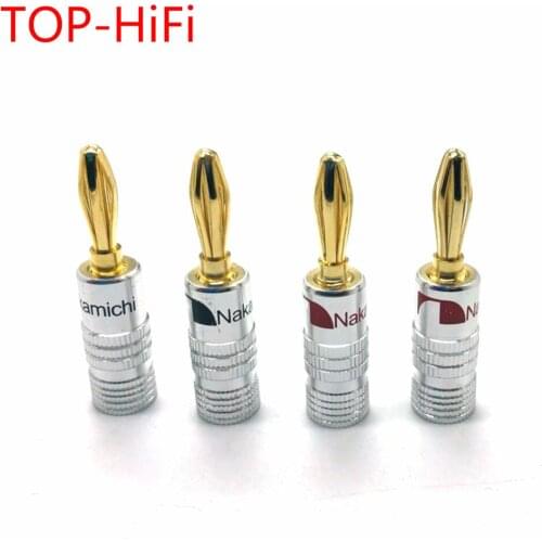 TOP-HiFi Free shipping 24K Gold Plated Nakamichi Speaker Banana Plugs Connectors Video Speaker Connector(Black and Red )