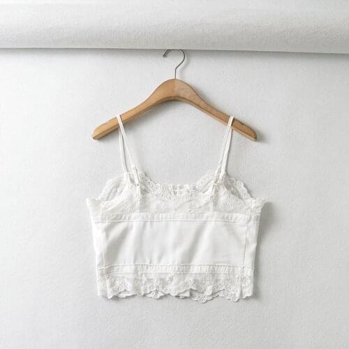 Lace Stitching Tube Top Sling Camisoles Single-Breasted V-Neck Skinny Cropped Tops Sexy Backless Camis Female Summer Tank Tops