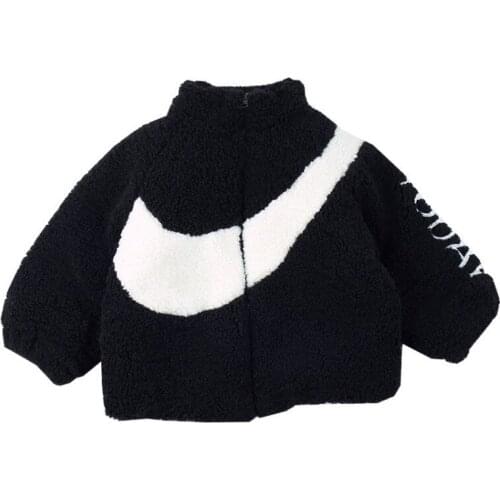 Letter Printed Wool PlushThickened Jacket for Kids Winter Coats Down Jacket for Girls Boys Children Kids Clothing Outwear