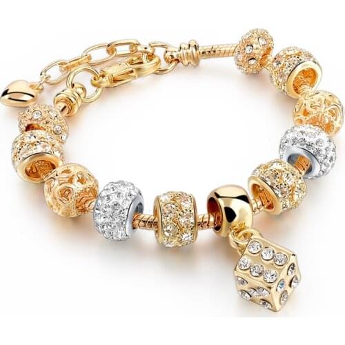 YADA Trendy gold color dice diy Bracelets&Bangles For Women adjustable Chain Bracelets Charm Crystal Jewelry Bracelet BT200366