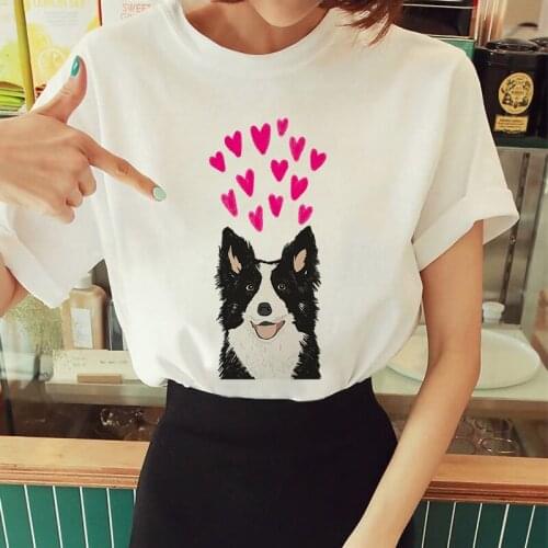 Summer T shirt Women Puppy Kawaii Cartoon Print O-Neck Short Sleeve Simple Top Casual White 90s Hipster graphic t shirts XXXL