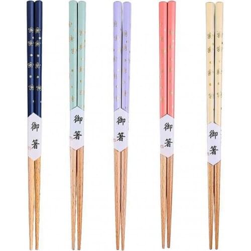1 Pair Of Wooden Chopsticks Heat Transfer Pointed Sushi Chopsticks Bamboo Ecological Chopsticks Tableware