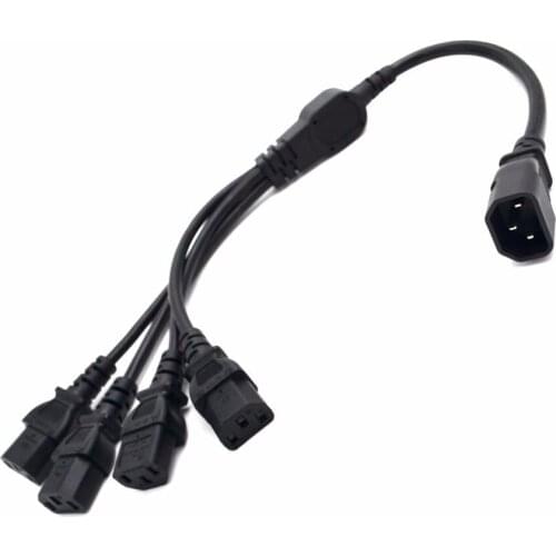 1 pcs High Quality IEC 320 C14 Male Plug to 4XC13 Female Y Type Splitter Power Cord , C14 to 4 x C13, 250V/10A