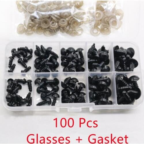 100pcs 6-12mm Amigurumi DIY Accessories Black Plastic Crafts Safety Eyes for Teddy Bear Soft Toy Animal Doll