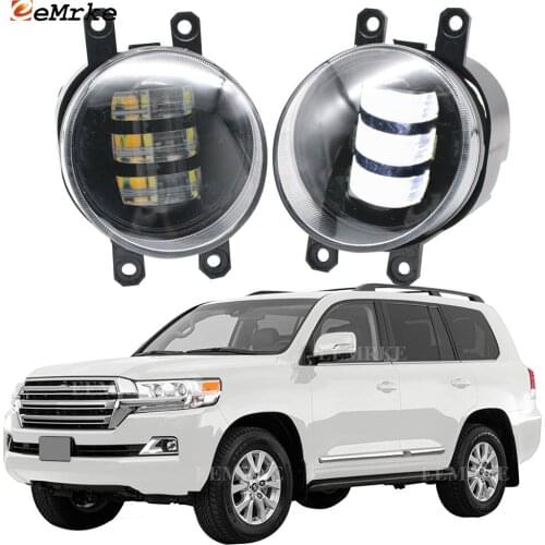 2-Pcs White+ Yellow LED Anti Fog Lights Lamp for Toyota Land Cruiser J20 200 2nd facelift 2015-'20 Foglight Lamp Car Accessories