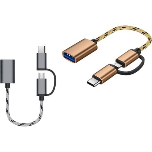 2 In 1 Type-C OTG Adapter Cable For Samsung S10 S10 Xiaomi Mi 9 Android MacBook Mouse Gamepad Tablet PC Type C OTG USB Cable