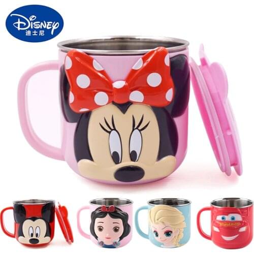 280ML Baby Water Cup Minnie Mickey Kids Water Bottles Cartoon Creative Children Drink Cups Drinkware Cup Stainless Steel Mugs