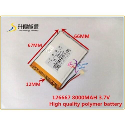 3.7V 8000mAH 126667 Polymer lithium ion / Li-ion battery for tablet pc,e-book,speaker,power bank;mp4;dvr