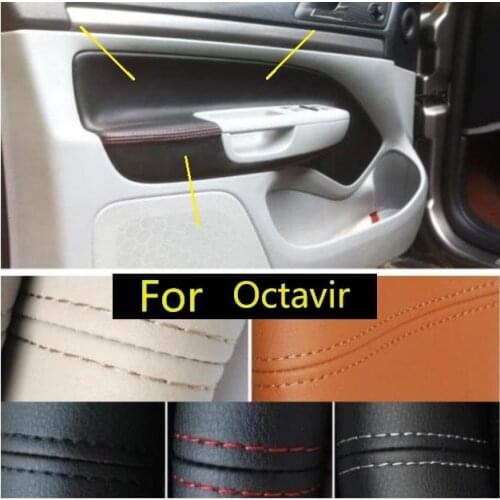 4pcs/set Door Panel Armrest Microfiber Leather Protective Cover Trim For Skoda Octavia 2007-2014 with Mount Fittings
