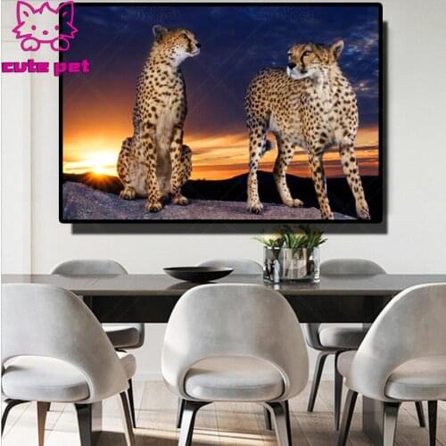 5D square round stones full diamond embroidery leopard crystal diamond painting mosaic diy pattern hobby needlework animal art