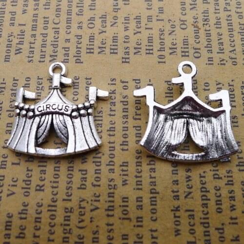 8 pieces/lot 21*23mm CIRCUS tent Charm Antique silver color metal Pendant bracelet key chain DIY jewelry accessory