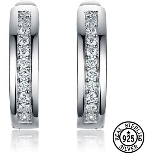 925 Sterling Silver Earrings For Women Delicate Channel Clear Zircon Fashion Huggies Clip Earrings Girl Gifts Fine Jewelry