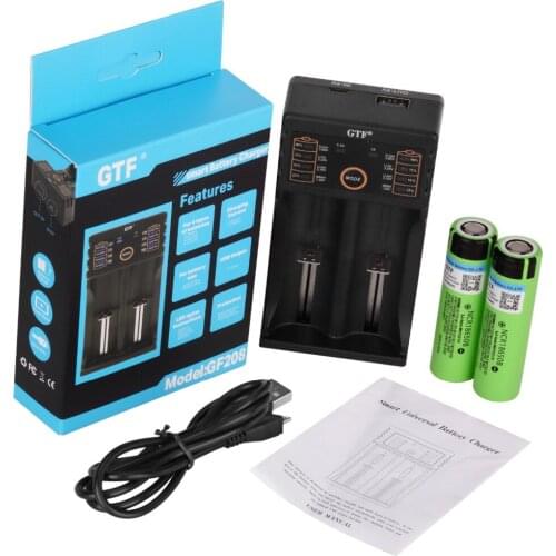 Ncr18650b battery 100% original flashlight + battery charger, 2 units, 3.7v 3400mah 18650, lithium refillable battery for flashl