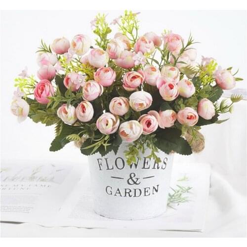 13 Head Tea Roses Bundle Home Living Room DIY Pompons Artificial Roses Flowers Wedding Decoration Flores Silk Artificial Flower